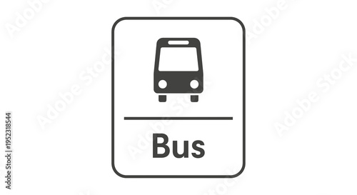 A square sign with a bus icon and the word "Bus" below it on a white background