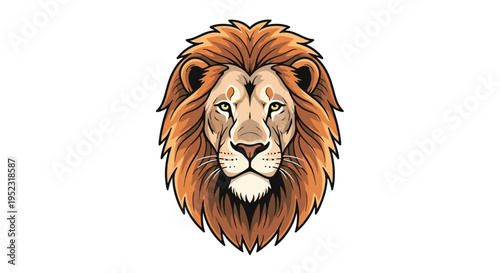 Detailed illustration of a majestic lion s head with a full mane