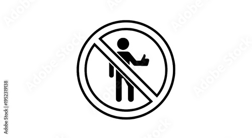 A black and white sign depicting a stick figure inside a circle, crossed out