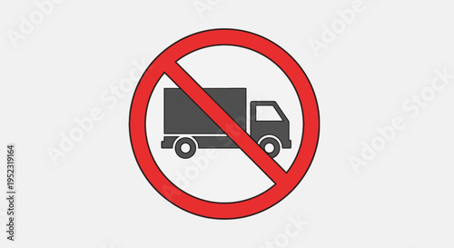 Free Download A sign shows a gray truck crossed out by a red circle with a slash on a white background - GFXLoad