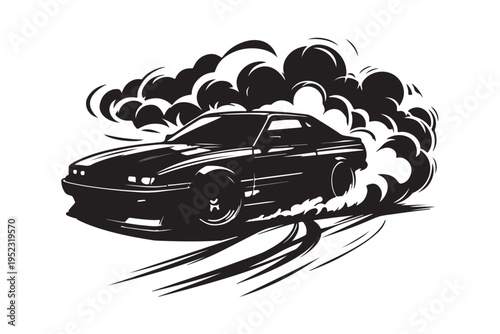 High speed racing car drift mascot logo illustration.