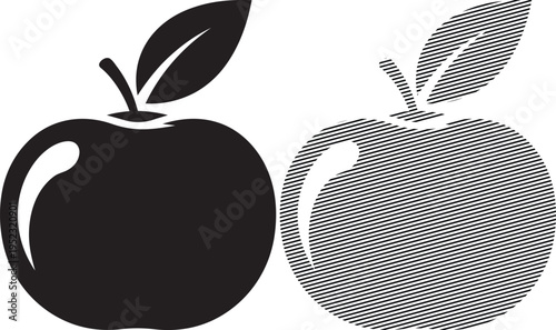 Comparison of a solid apple and a textured apple illustration side by side