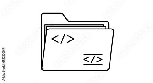 Coding folder with HTML code symbols.