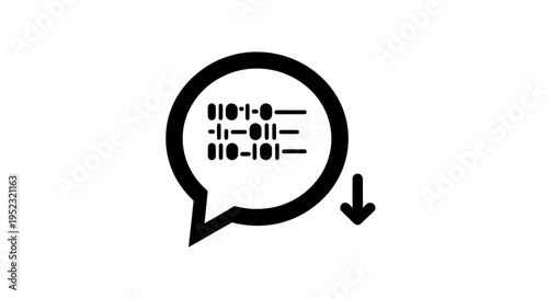 Binary code in speech bubble.