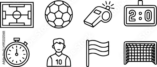 Soccer Football Set Goal Player Whistle Stopwatch Scoreboard Flag Field sport game