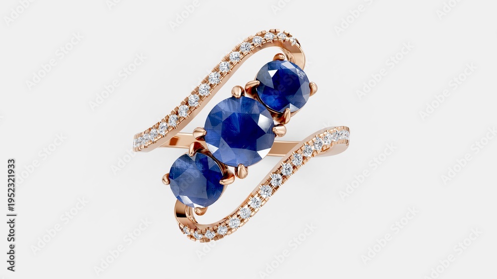 Naklejka premium Classic trilogy ring inspired by traditional jewelry style.