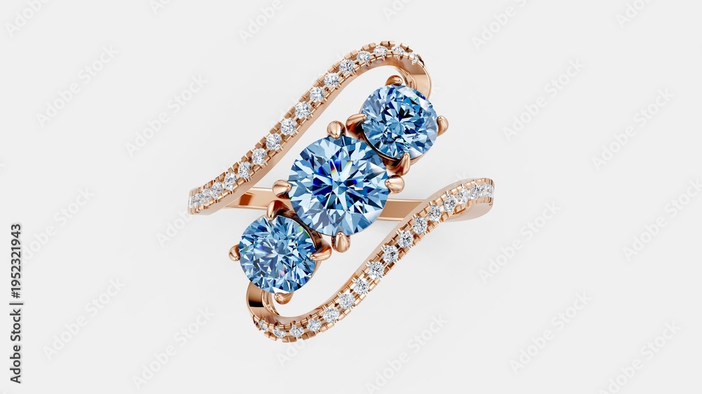 Fotografie Romantic trilogy ring symbolizing lasting relationship.