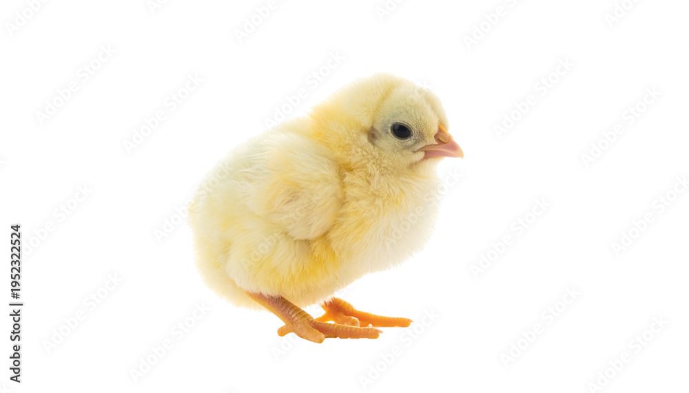 Fototapeta premium a yellow coloured cute baby chick, isolated on transparent background.