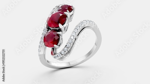 Obraz na plátně Elegant trilogy engagement ring with refined style.
