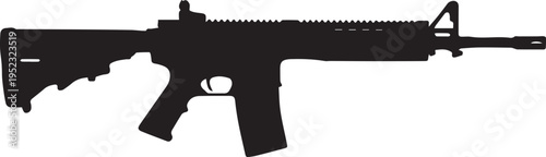 Silhouette of assault rifle, modern weapon vector illustration