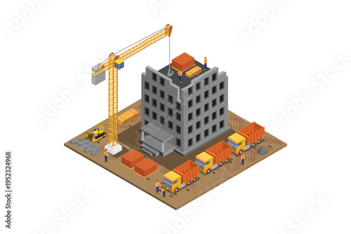 Modern Isometric Under Construction Development chicken claw building, Suitable for Diagrams, Infographics, Illustration, And Other Graphic Related Assets