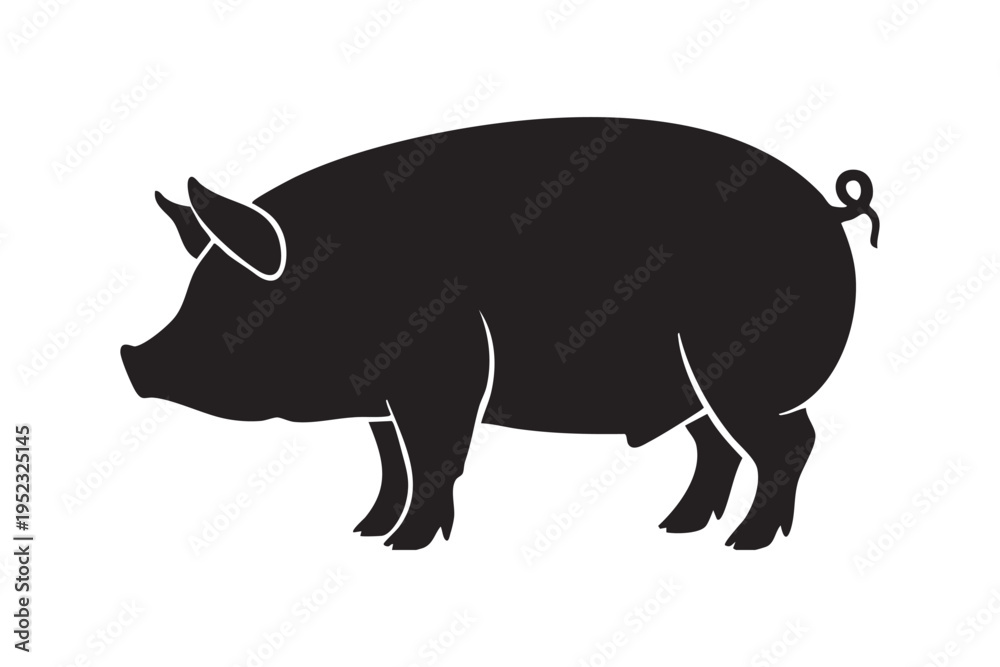 Fototapeta premium Black silhouette of a pig
