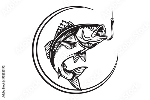 A large mouth bass caught on a fishing hook