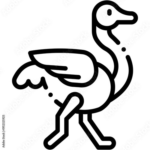 Ostrich in Wildlife, Animal Kingdom Vector Icon