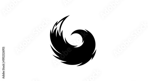 Black swirl design element on a white background.