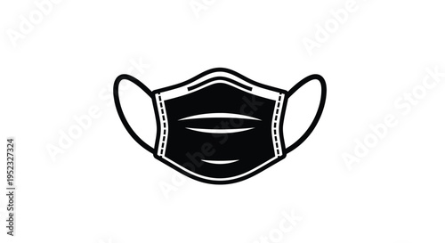 Simple black and white illustration of a disposable surgical face mask