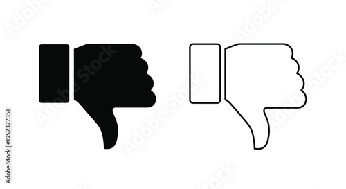 Two thumbs down icons solid black and outlined white versions shown