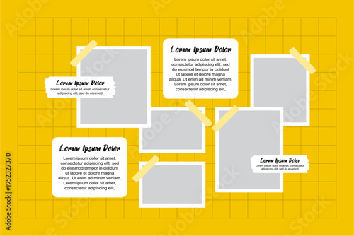 Pictures or photos frame collage, page grid layout abstract photo frames and digital photo wall template