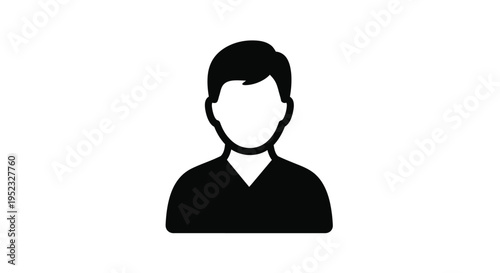 Simple black silhouette of a man s head and shoulders facing forward