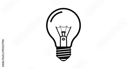 Simple black and white line drawing of a traditional light bulb