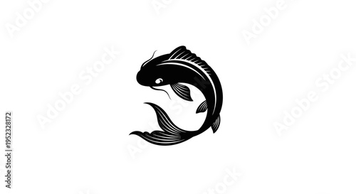 Black and white illustration of a fish head on a plain white background.