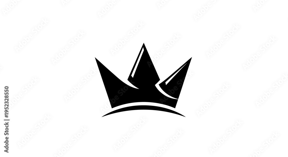 Fototapeta premium A simple black crown icon on a white background with bold lines.