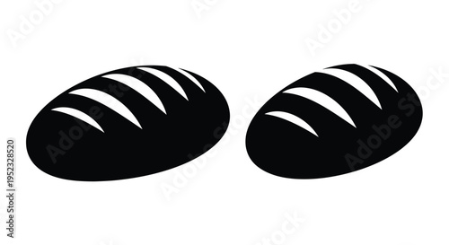 Two loaves of bread black and white illustration simple graphic design