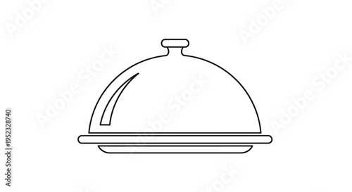 Simple line drawing of a covered serving dish on a platter