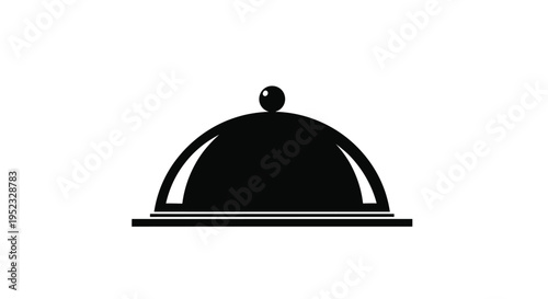 Simple black and white illustration of a covered serving dish