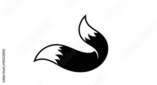 Black and white illustration of a fox tail on a white background.