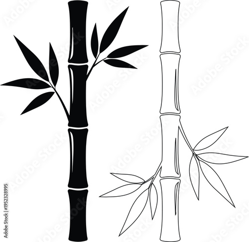 A black and white illustration of a cannabis plant with leaves and stem