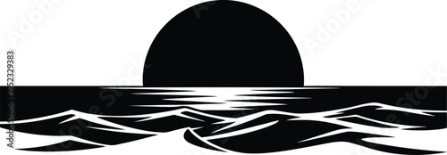 A serene sunset over a calm sea with gentle waves and a clear horizon