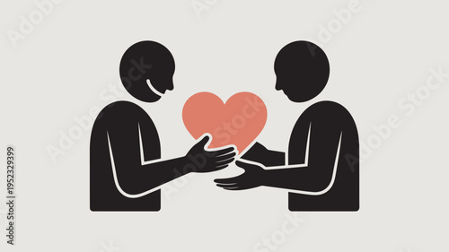 Two people sharing a heart symbolizing love and friendship