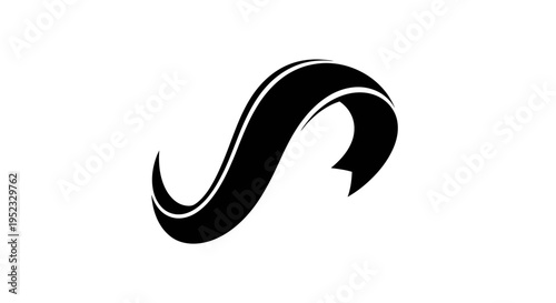 Black stylized wave symbol with white accents on a white background.