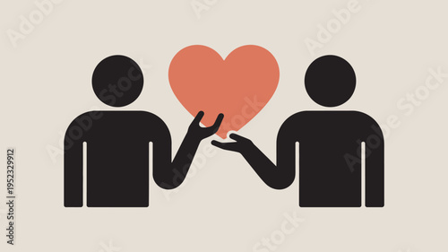 Two people sharing a heart symbolizing love and friendship