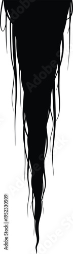 A dark abstract and mysterious black streak on a white background