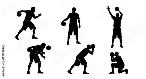 Basketball Player Silhouettes: Action Poses Collection