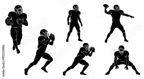 American Football Player Silhouettes Collection: Action Poses