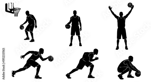 Basketball Player Silhouette Collection: Action Poses