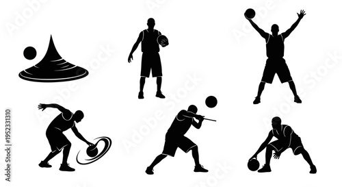 Basketball Player Silhouettes: Action Poses and Dynamic Movements