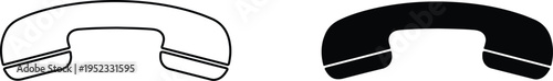 Telephone receiver icons in black and white on white background
