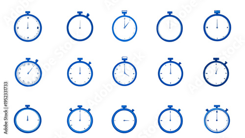 Minimal Timer and Stopwatch Icon Set for Time Management and Countdown Concept