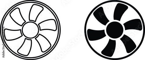 Black and white fan wheel icons for technology