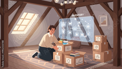 Person Interacting with Futuristic Holographic Interface.