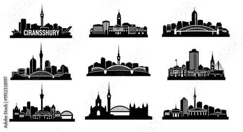 Auckland City Skyline Silhouettes Collection - Iconic Landmarks and Cityscapes