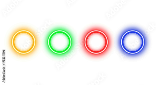 Vibrant glowing neon rings in a striking color palette, perfect for modern design elements and digital user interfaces