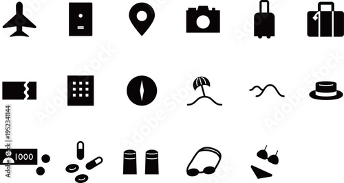Travel Icons Set / トラベルアイコンセット・旅行・観光・バケーション・シンプルベクター