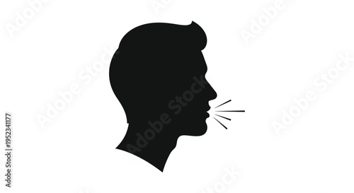 Man speaking with breath visible a striking black form silhouette