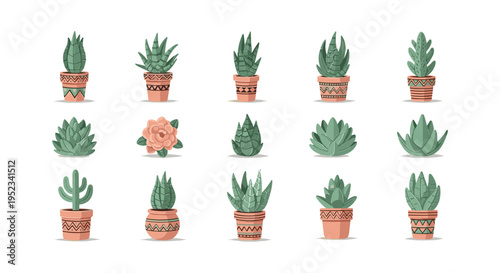 Potted Succulents in Brown Pots.