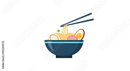 Delicious Bowl of Ramen Noodles with Chopsticks.